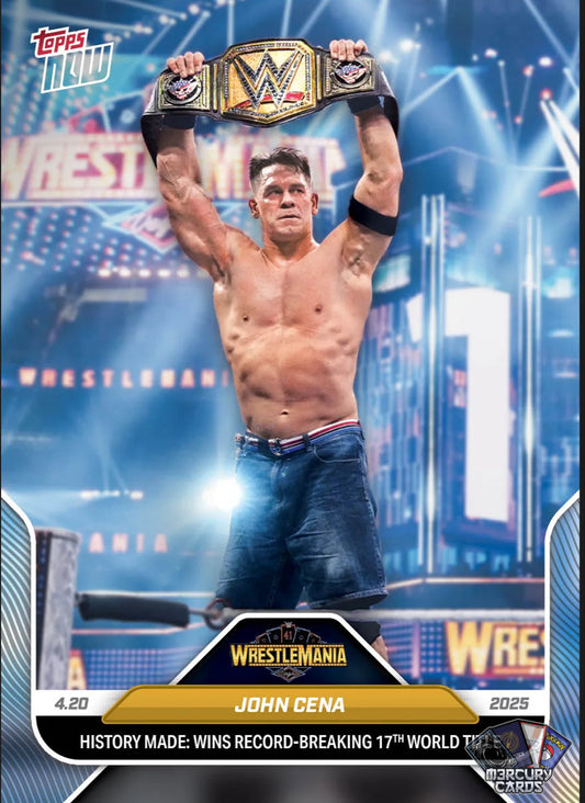 Topps Now John Cena 'History Made: Wins Record-Breaking 17th World Title' (Card 46)